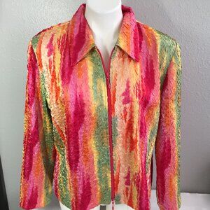 Joseph Ribkoff Size 14 Jacket Zip Up Crinkle Satin